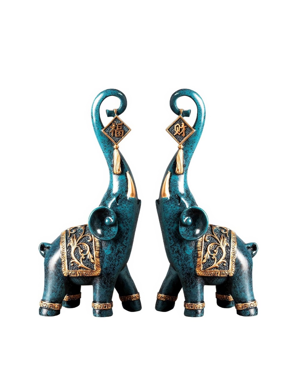 🆕New Two Piece Feng Shui Lucky Elephant Figurines - Picture 5 of 6